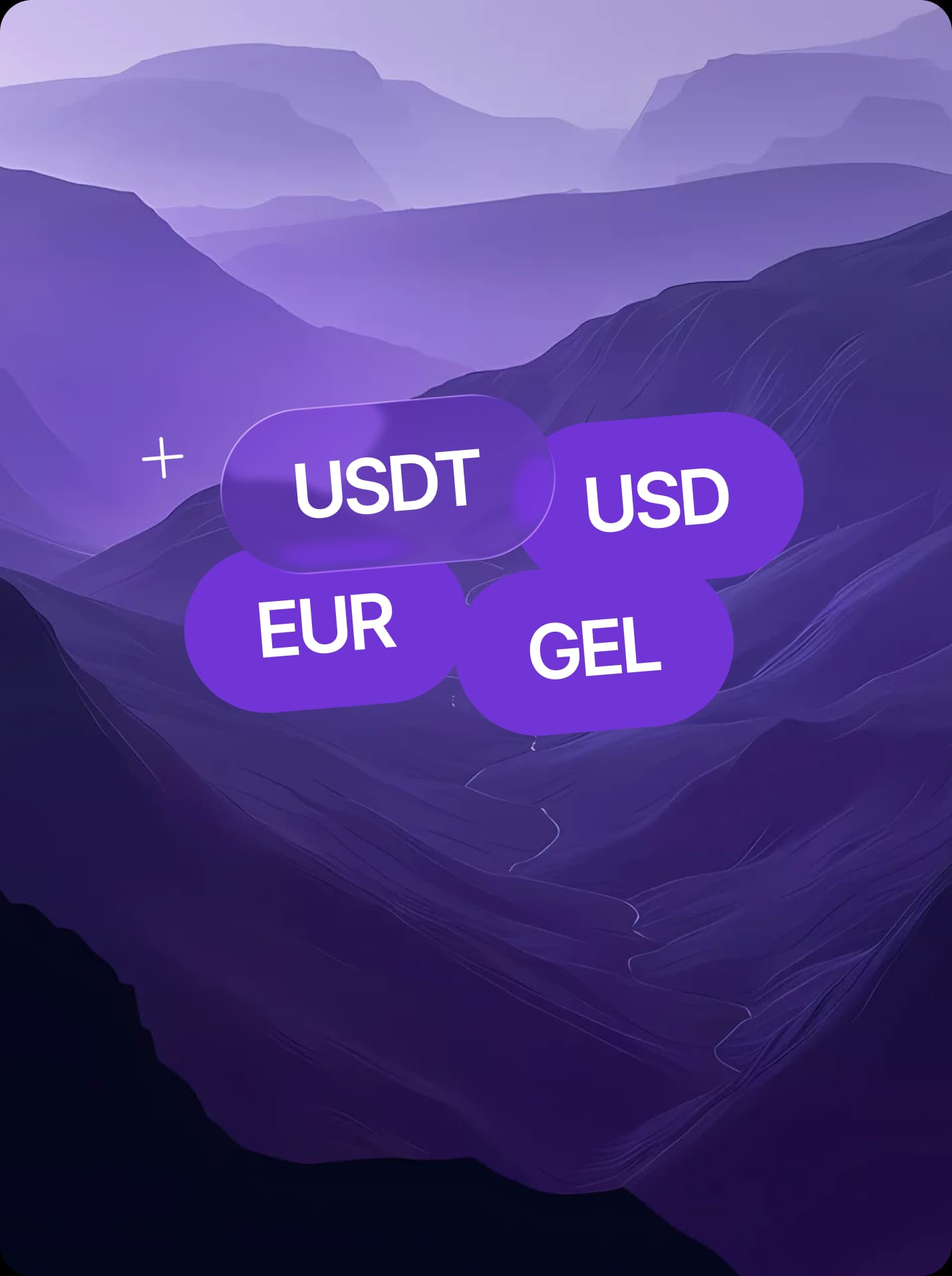 Top up your card balance from AllMoneyCard or with USDT in EUR, GEL, USD